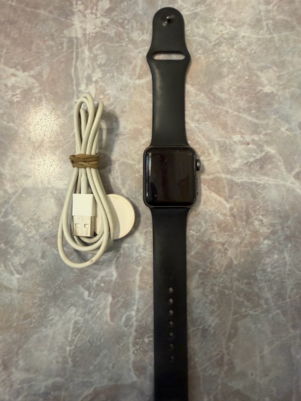 Apple Black Smart Watch with Charging Cable